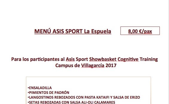 Menú ASIS Sport en Restaurante La Espuela